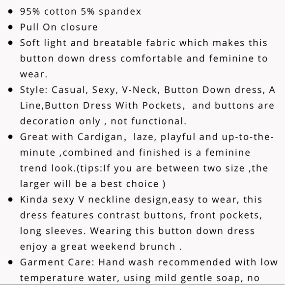 NEW OUGES Women’s V Neck Button Down Dress & Pockets Sz M - Picture 4 of 8